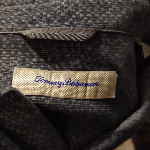 Tommy Bahama Grey Corduroy Button Up with Small White Diamond Pattern Men's M - Picture 5 of 5